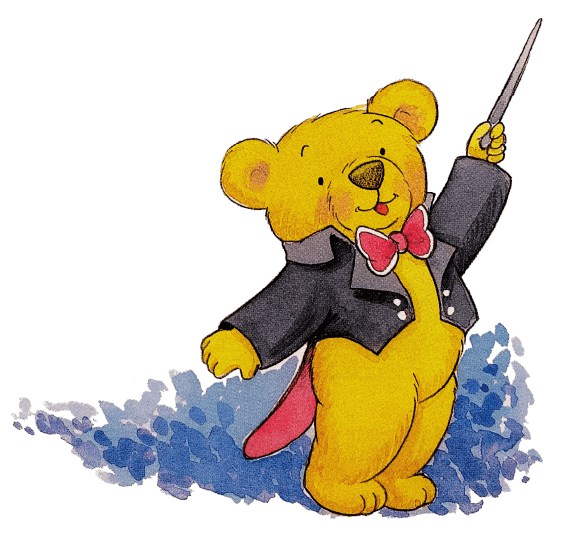 Conductor Bear mascot for preschool music lessons in Reno, NV.