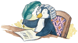 Penguin character teaching music notation to preschool students.